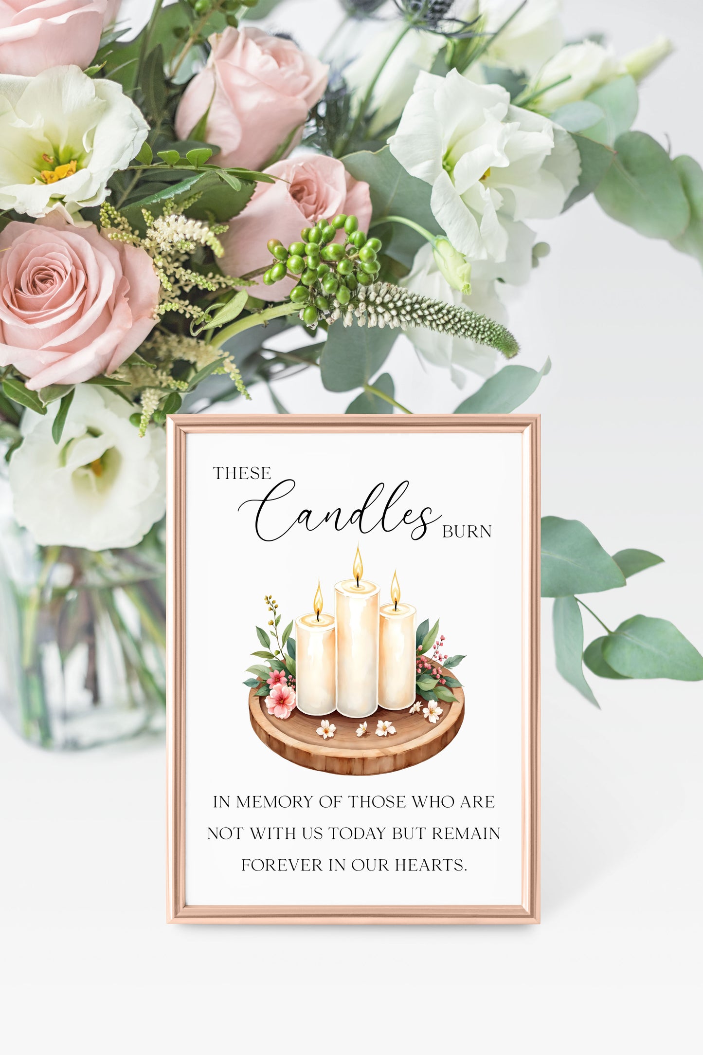 Wedding memorial candles print, In loving memory unframed wall art poster