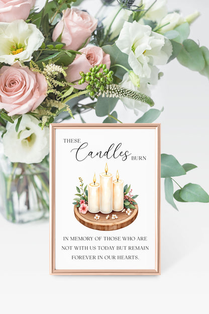 Wedding memorial candles print, In loving memory unframed wall art poster
