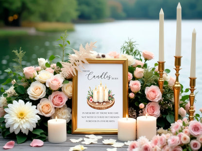 Wedding memorial candles print, In loving memory unframed wall art poster