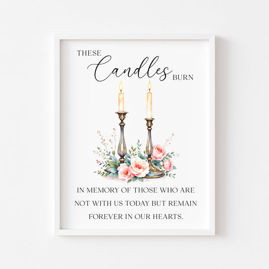 Wedding memorial candles print, In loving memory unframed wall art poster