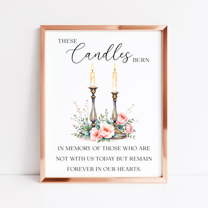 Wedding memorial candles print, In loving memory unframed wall art poster