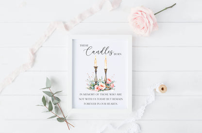 Wedding memorial candles print, In loving memory unframed wall art poster
