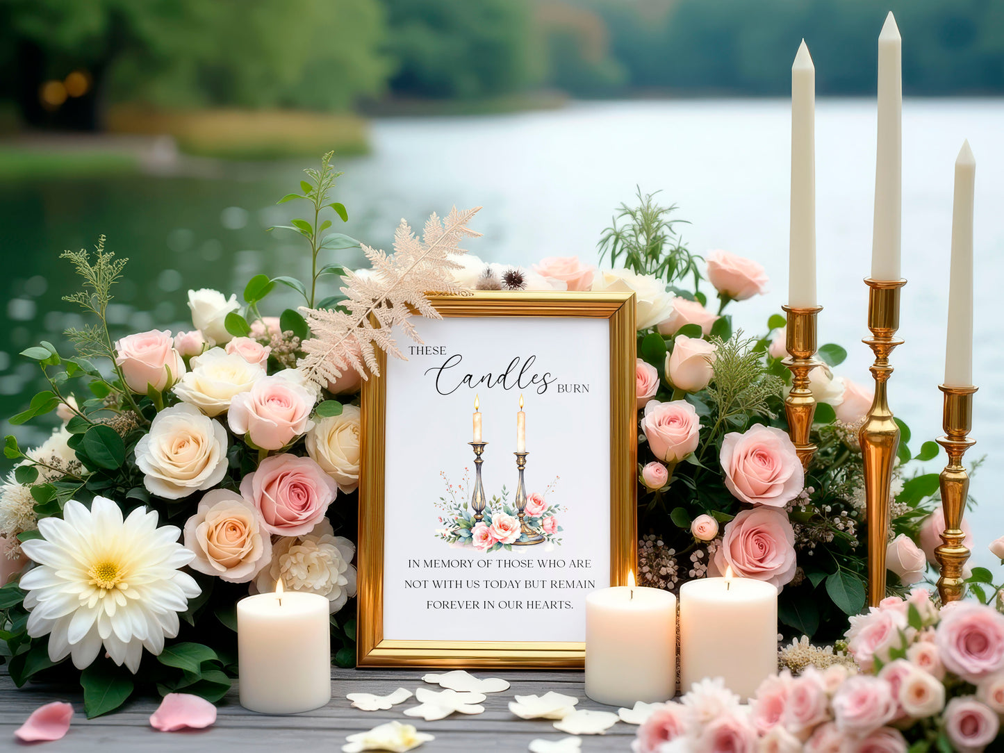 Wedding memorial candles print, In loving memory unframed wall art poster