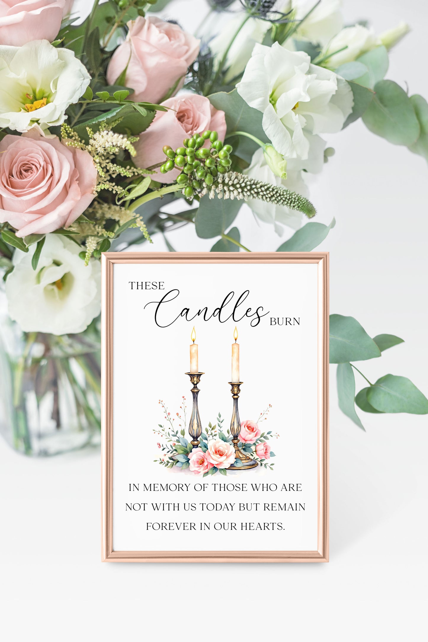 Wedding memorial candles print, In loving memory unframed wall art poster