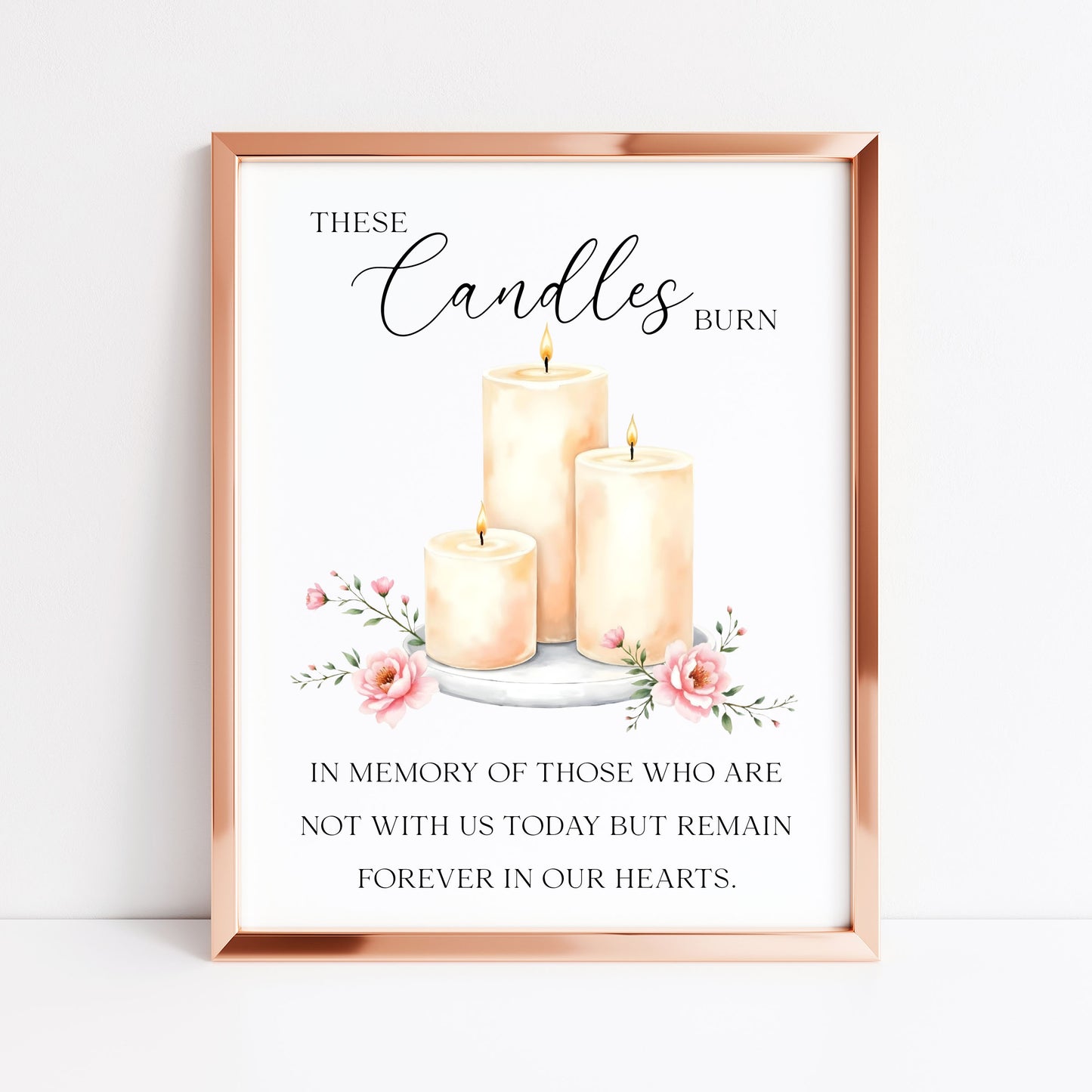 Wedding memorial candles print, In loving memory unframed wall art poster