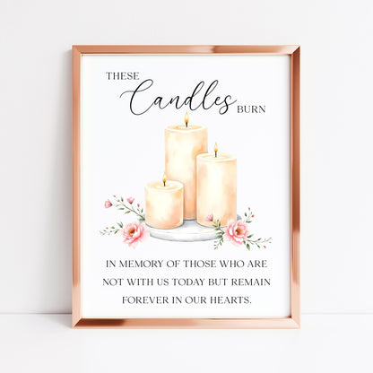Wedding memorial candles print, In loving memory unframed wall art poster