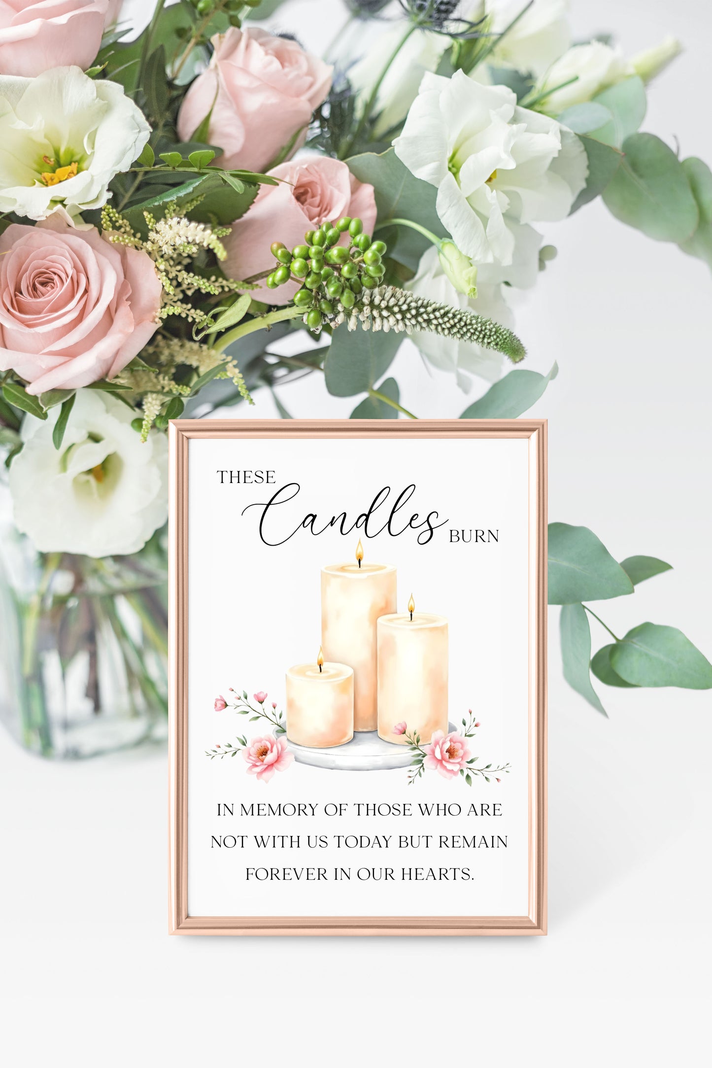 Wedding memorial candles print, In loving memory unframed wall art poster