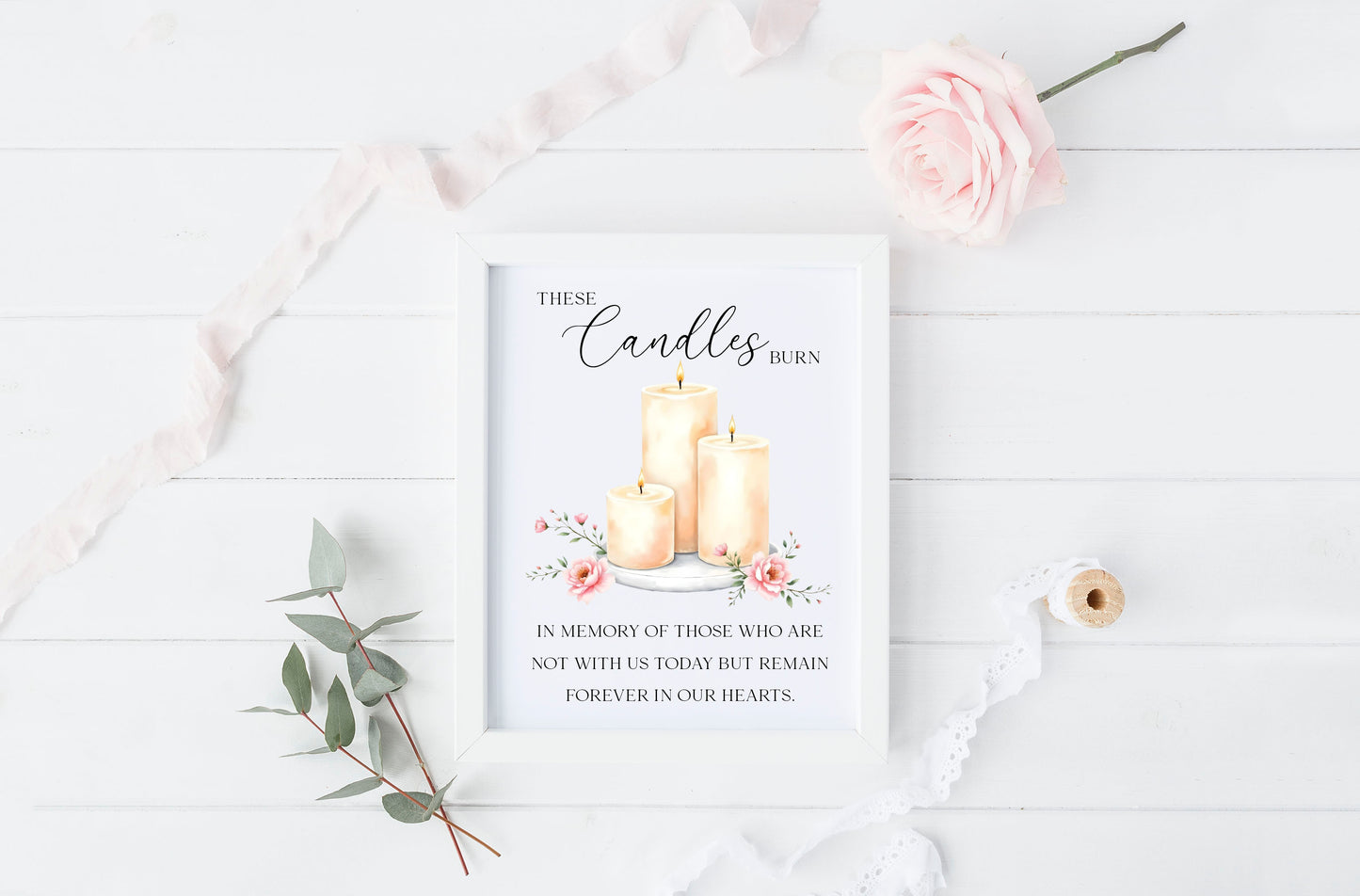 Wedding memorial candles print, In loving memory unframed wall art poster