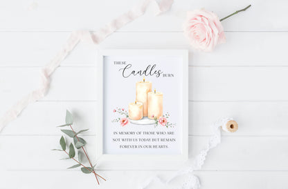 Wedding memorial candles print, In loving memory unframed wall art poster