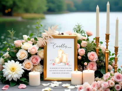 Wedding memorial candles print, In loving memory unframed wall art poster