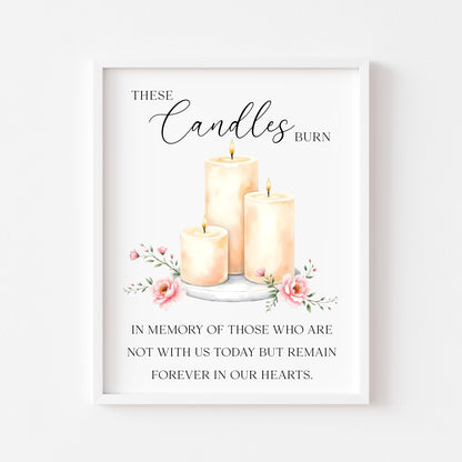 Wedding memorial candles print, In loving memory unframed wall art poster
