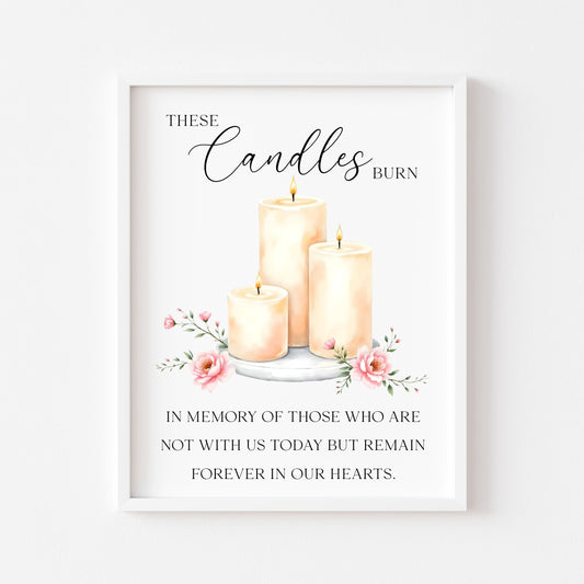 Wedding memorial candles print, In loving memory unframed wall art poster
