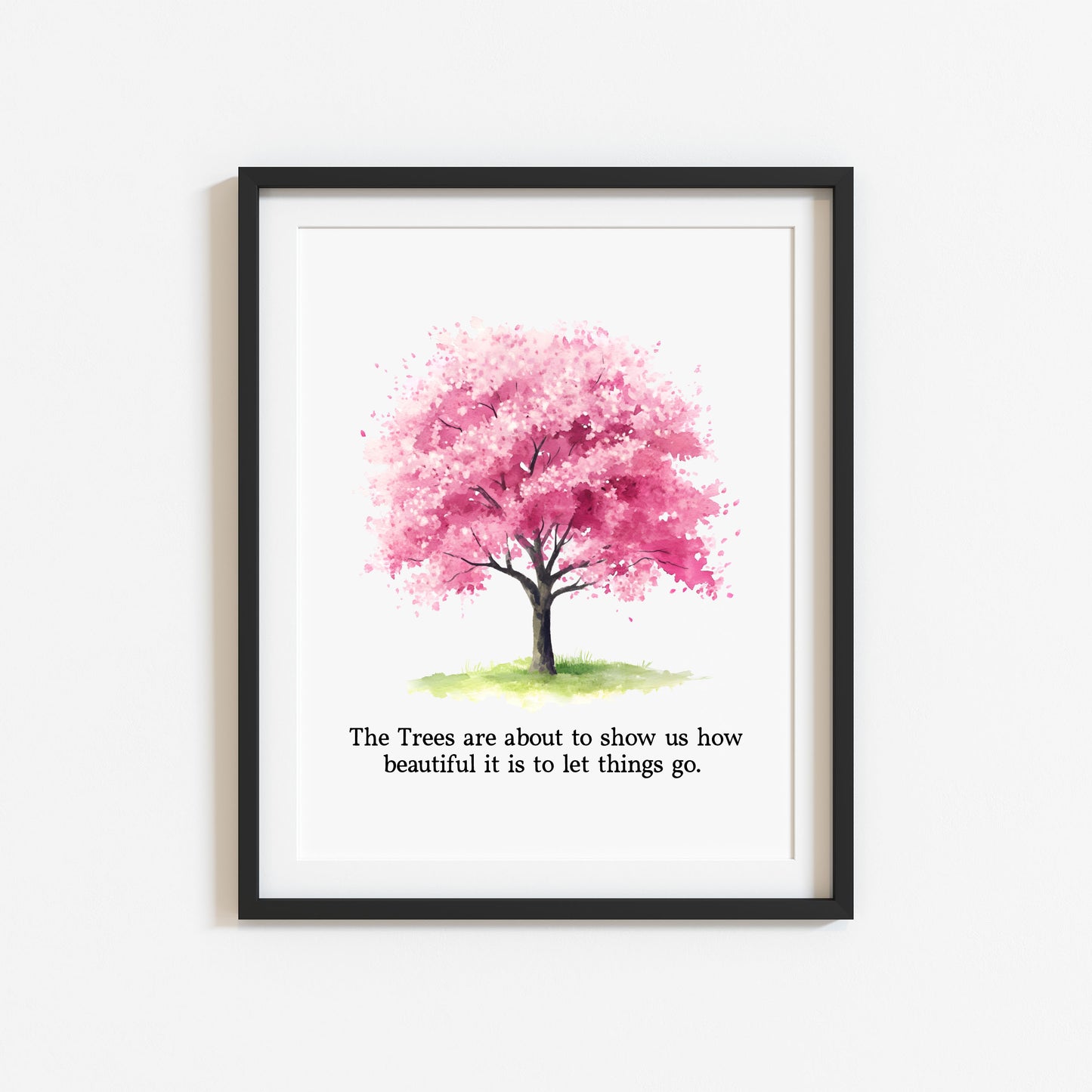 Spring print, cherry blossom tree pink new beginnings Watercolour seasonal Art (unframed)