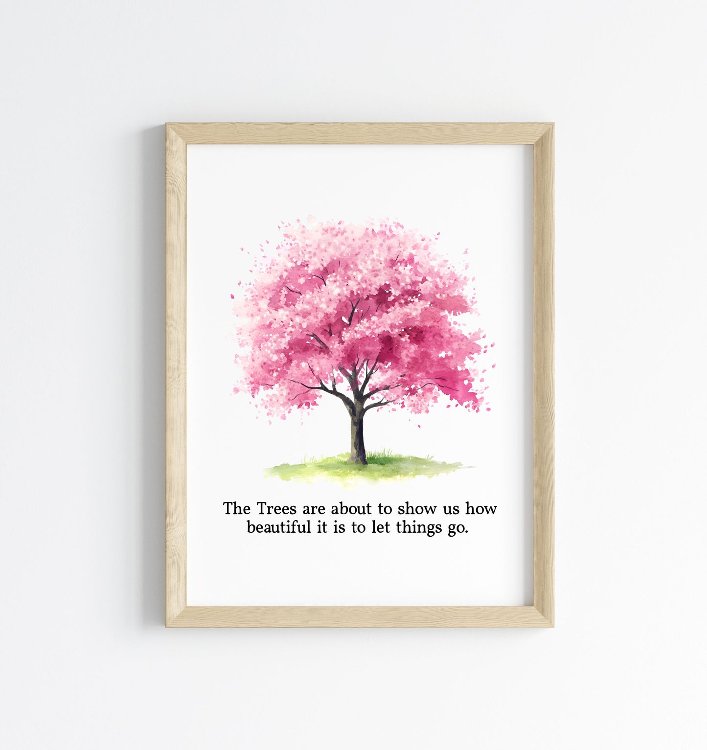 Spring print, cherry blossom tree pink new beginnings Watercolour seasonal Art (unframed)