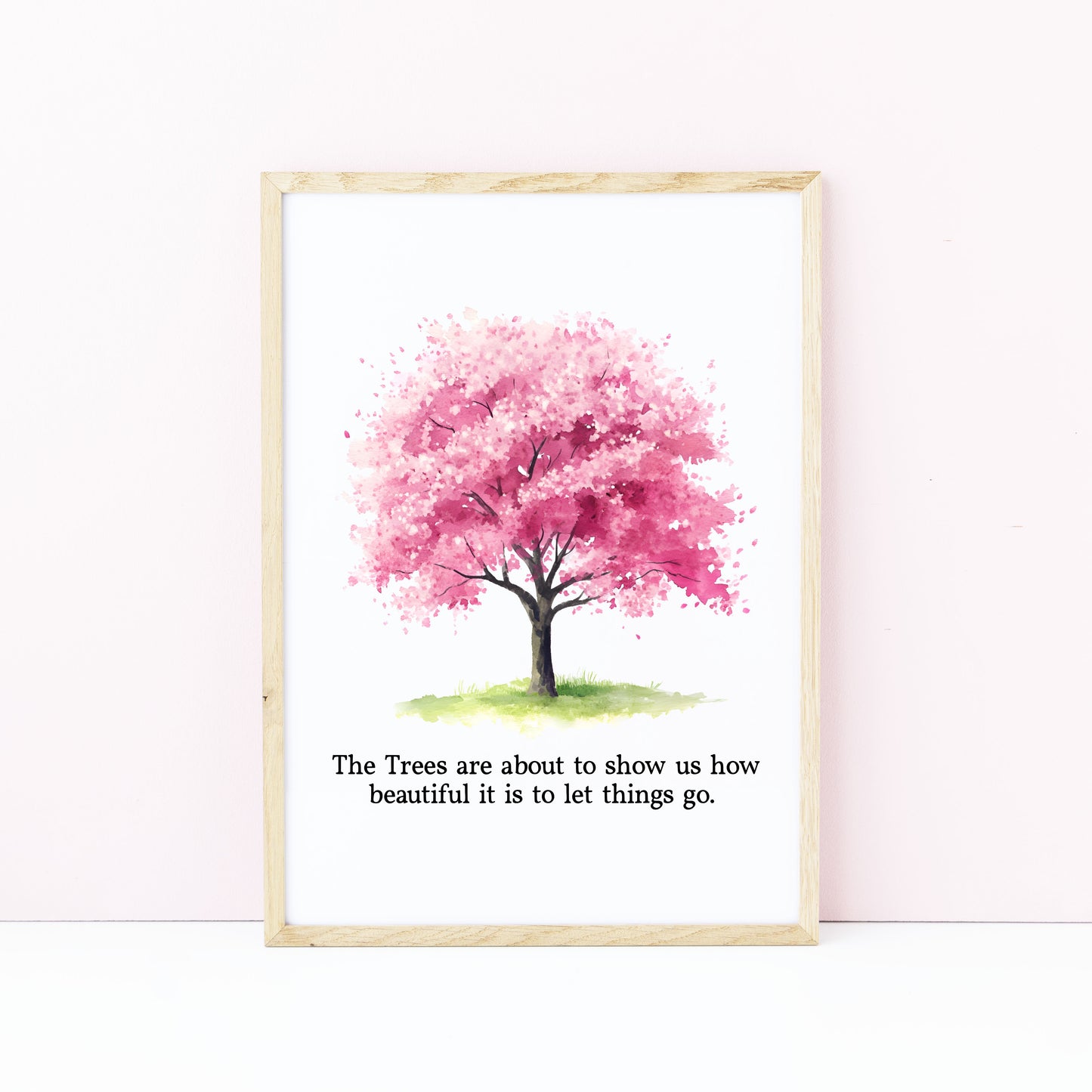 Spring print, cherry blossom tree pink new beginnings Watercolour seasonal Art (unframed)