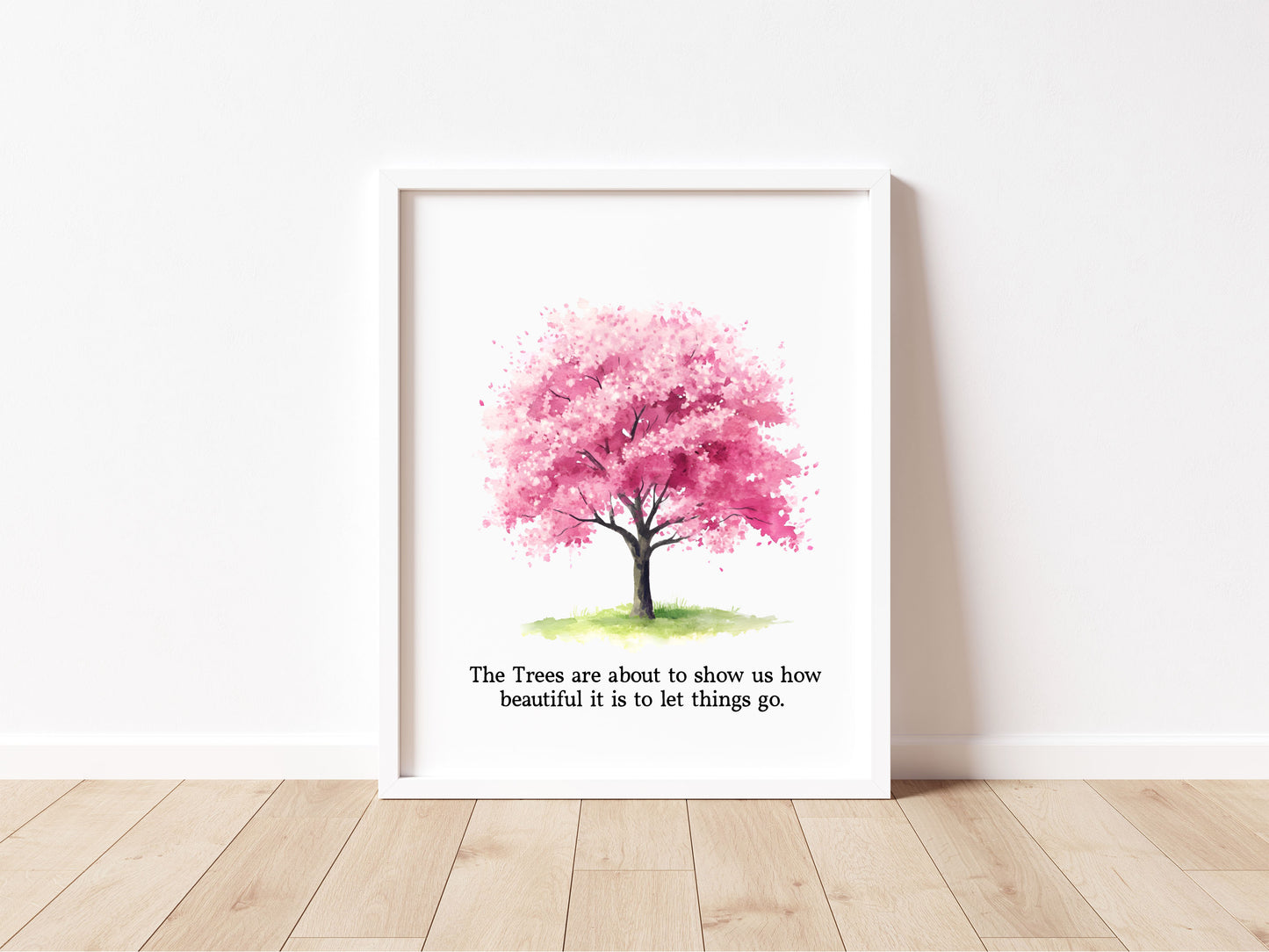 Spring print, cherry blossom tree pink new beginnings Watercolour seasonal Art (unframed)