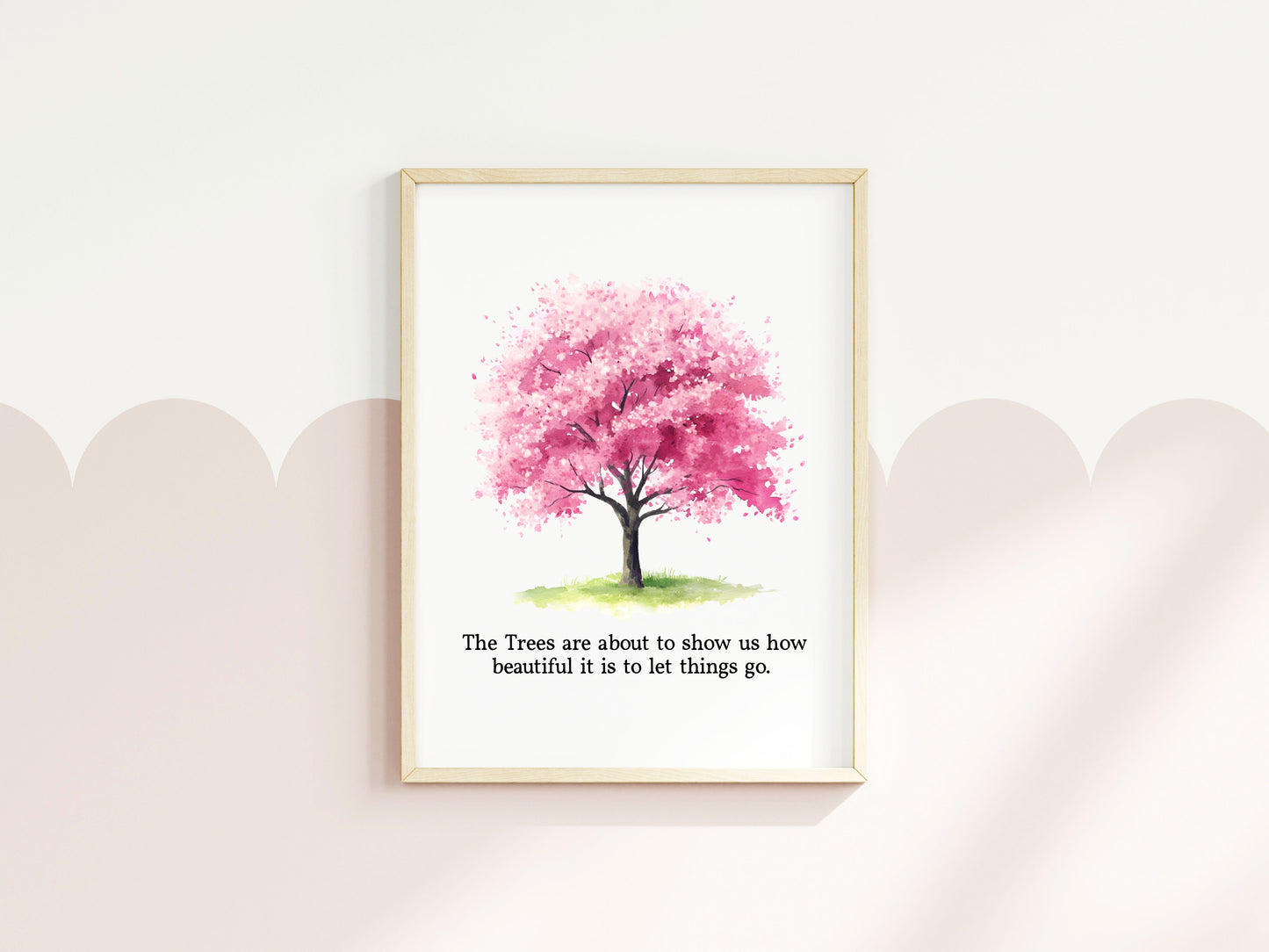 Spring print, cherry blossom tree pink new beginnings Watercolour seasonal Art (unframed)
