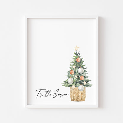 Tis the season watercolour Christmas Tree xmas seasonal unframed wall art poster print