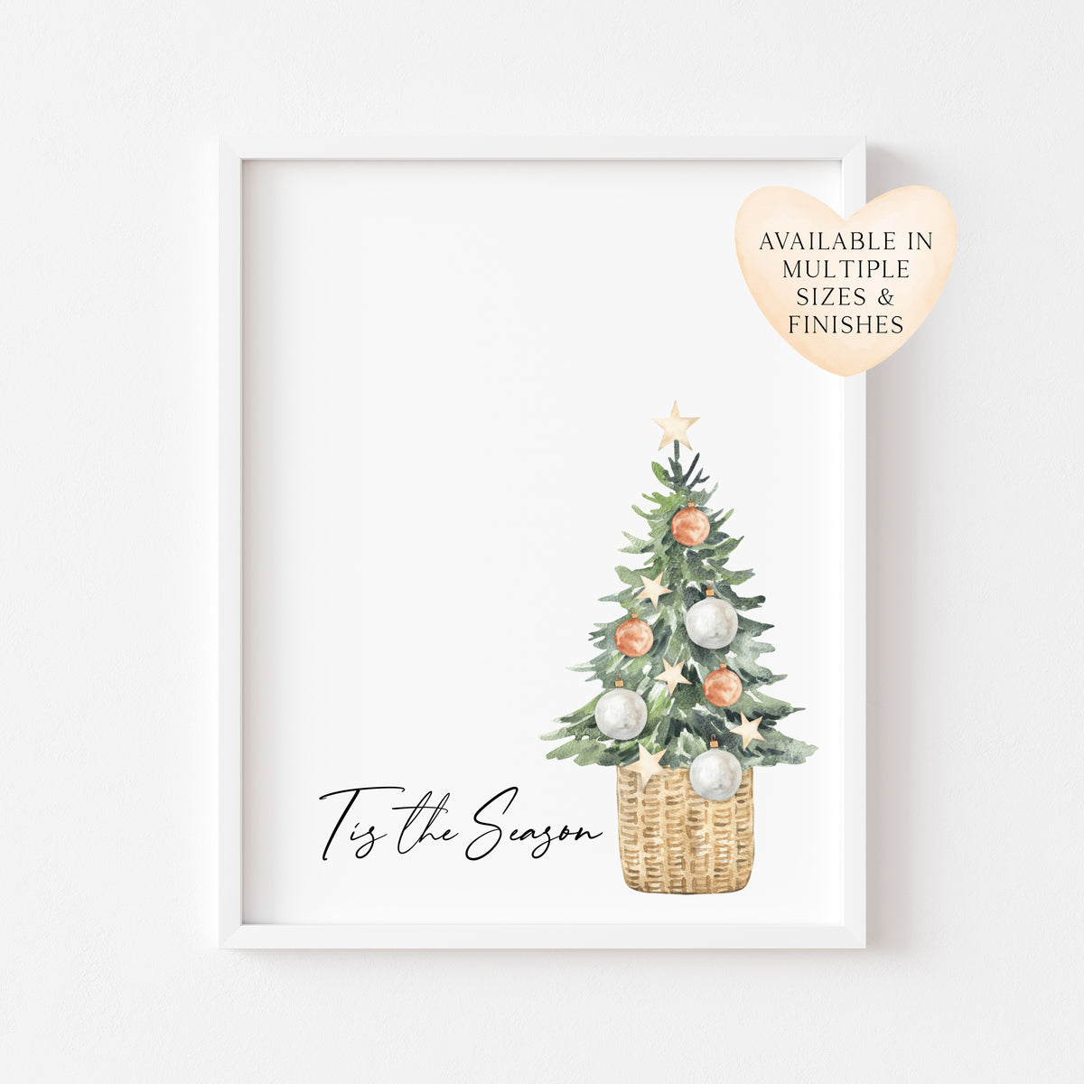 Tis the season watercolour Christmas Tree xmas seasonal unframed wall art poster print