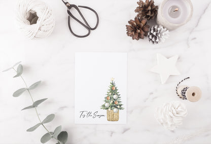 Tis the season watercolour Christmas Tree xmas seasonal unframed wall art poster print
