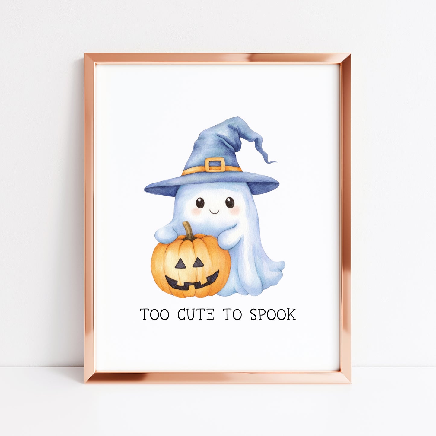 Halloween print, too cute to spook watercolour seasonal unframed wall art poster
