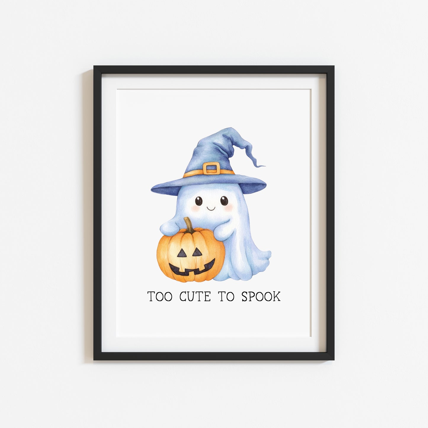 Halloween print, too cute to spook watercolour seasonal unframed wall art poster