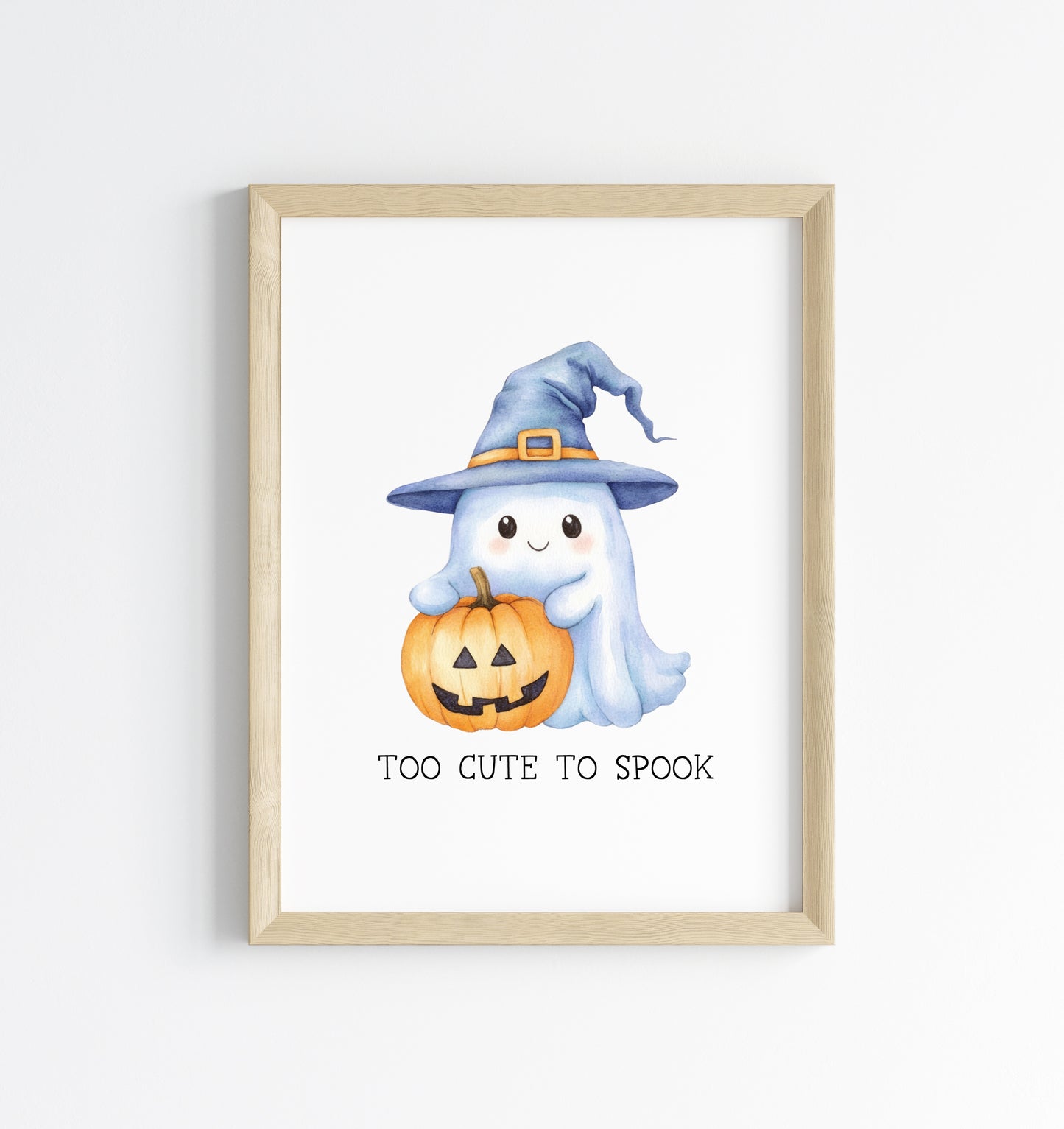 Halloween print, too cute to spook watercolour seasonal unframed wall art poster