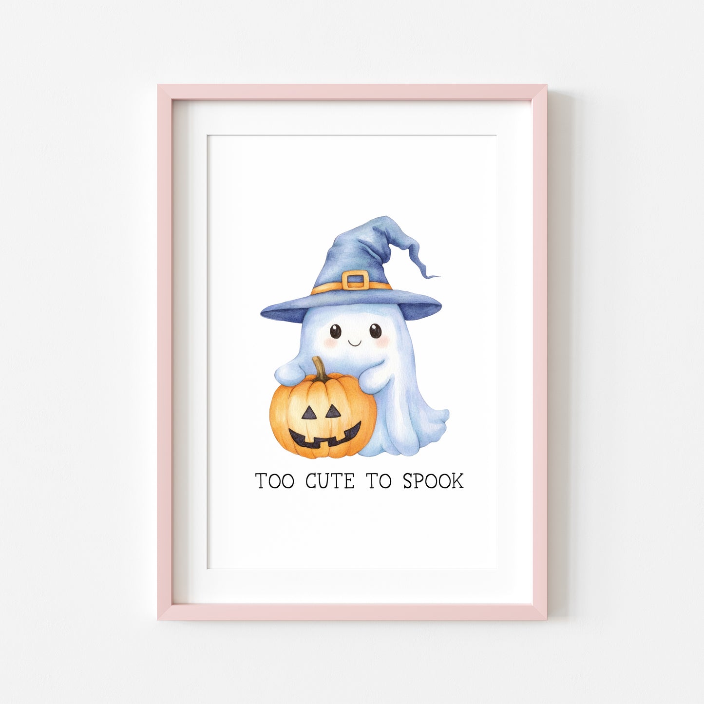 Halloween print, too cute to spook watercolour seasonal unframed wall art poster