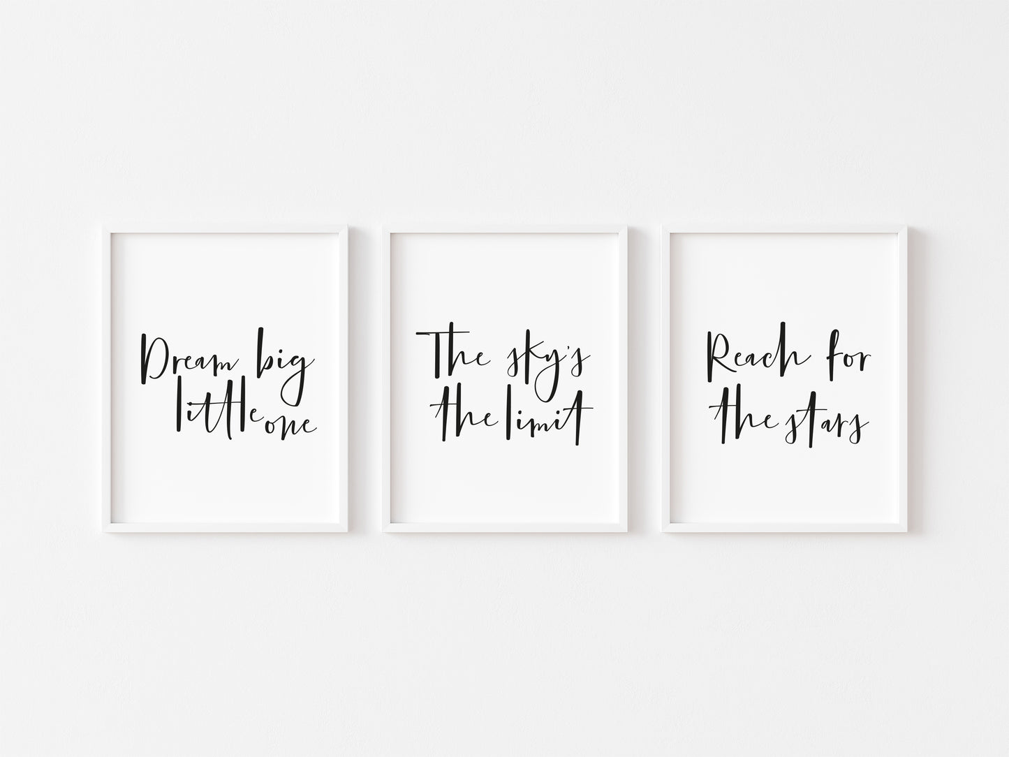 Set of 3 kids Dream big, reach for the stars, bedroom, nursery unframed wall art poster prints