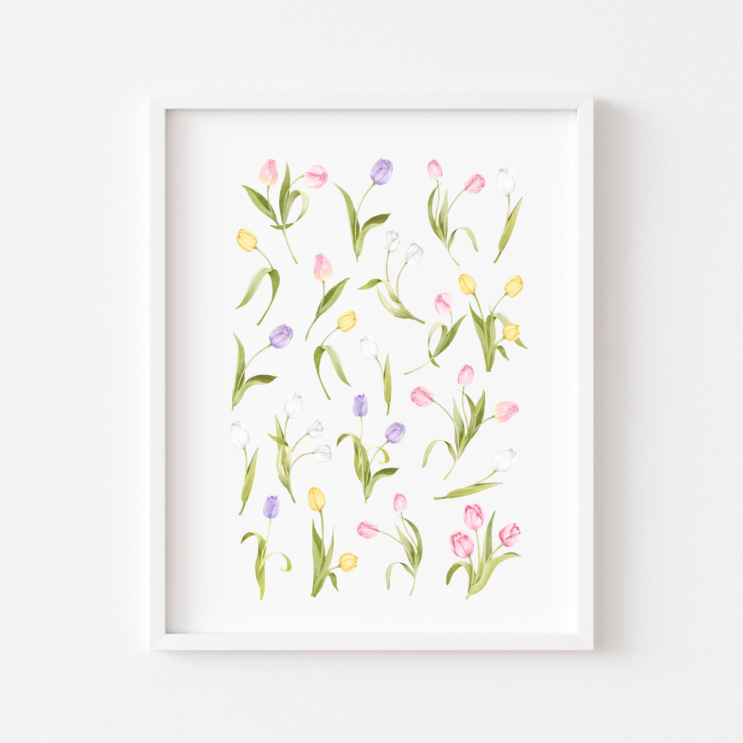 Tulip Wall Art Print, Spring Floral watercolour home Decor poster (unframed)