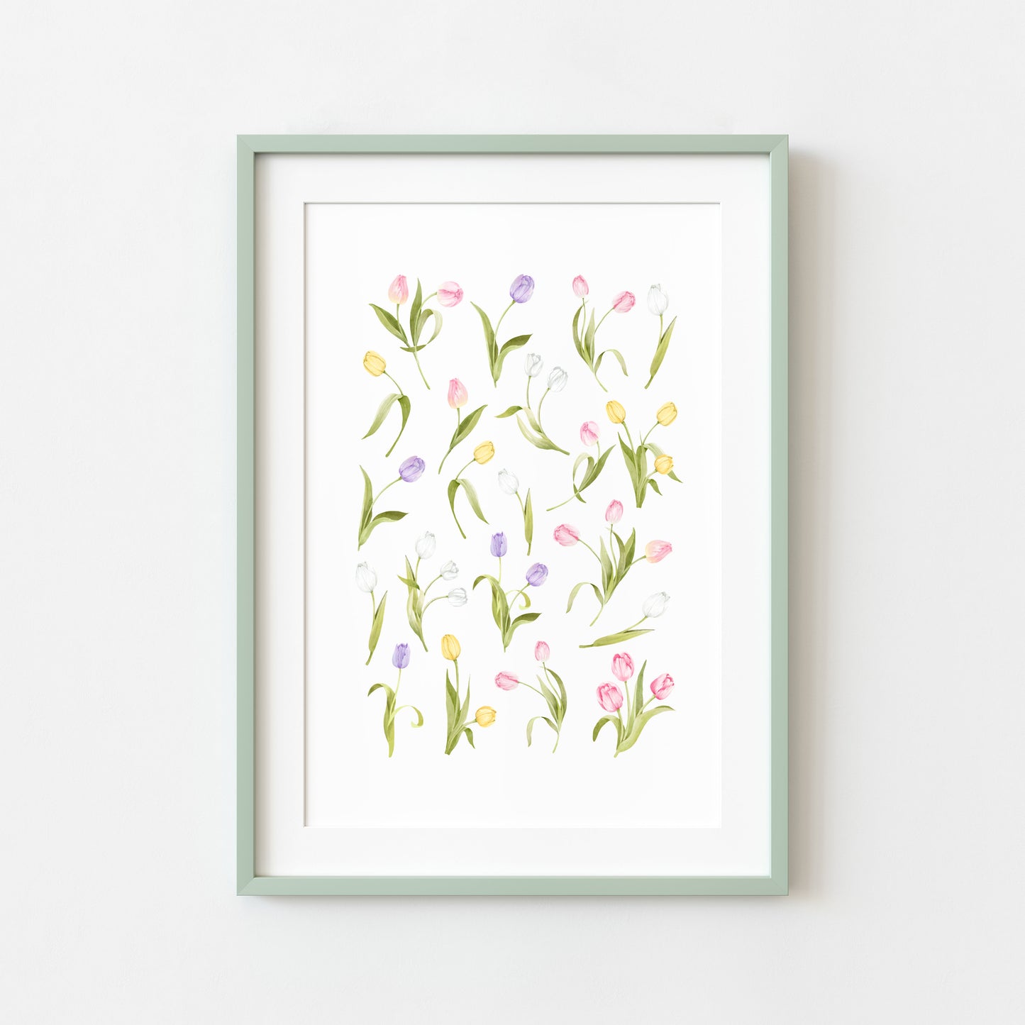 Tulip Wall Art Print, Spring Floral watercolour home Decor poster (unframed)