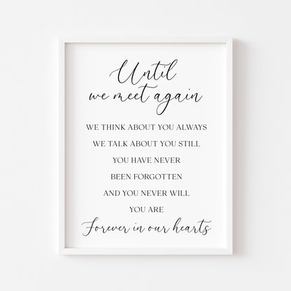 Wedding memorial print, until we meet again unframed wall art poster