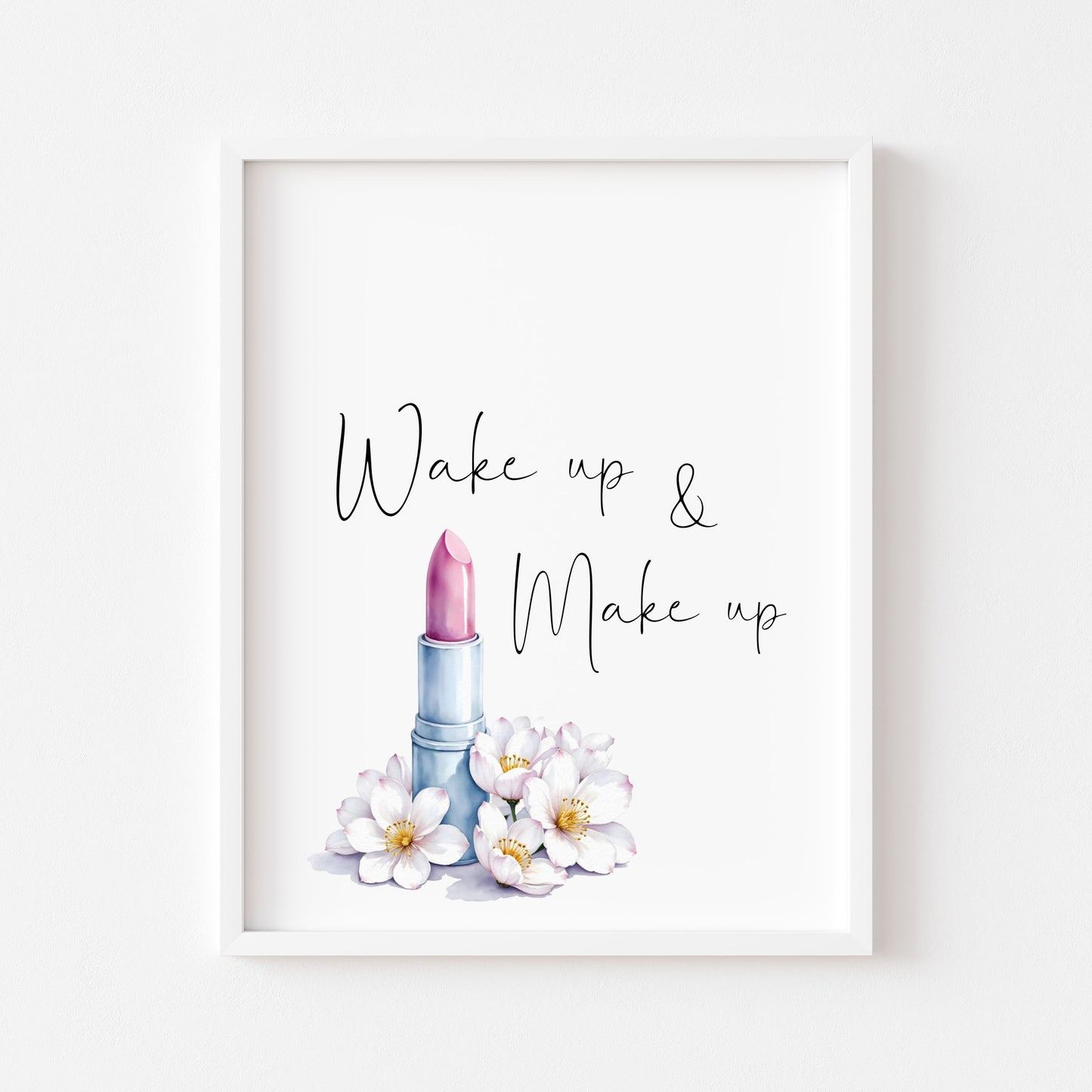 Make up Print Watercolour floral lipstick bedroom Wall Art (Unframed)