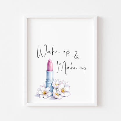 Make up Print Watercolour floral lipstick bedroom Wall Art (Unframed)