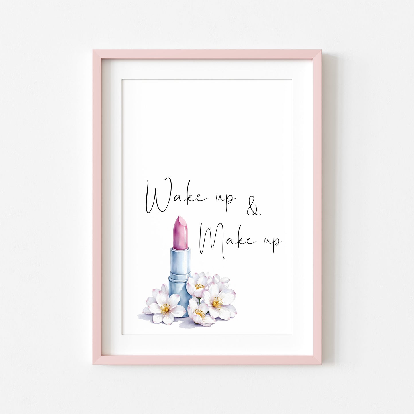 Make up Print Watercolour floral lipstick bedroom Wall Art (Unframed)