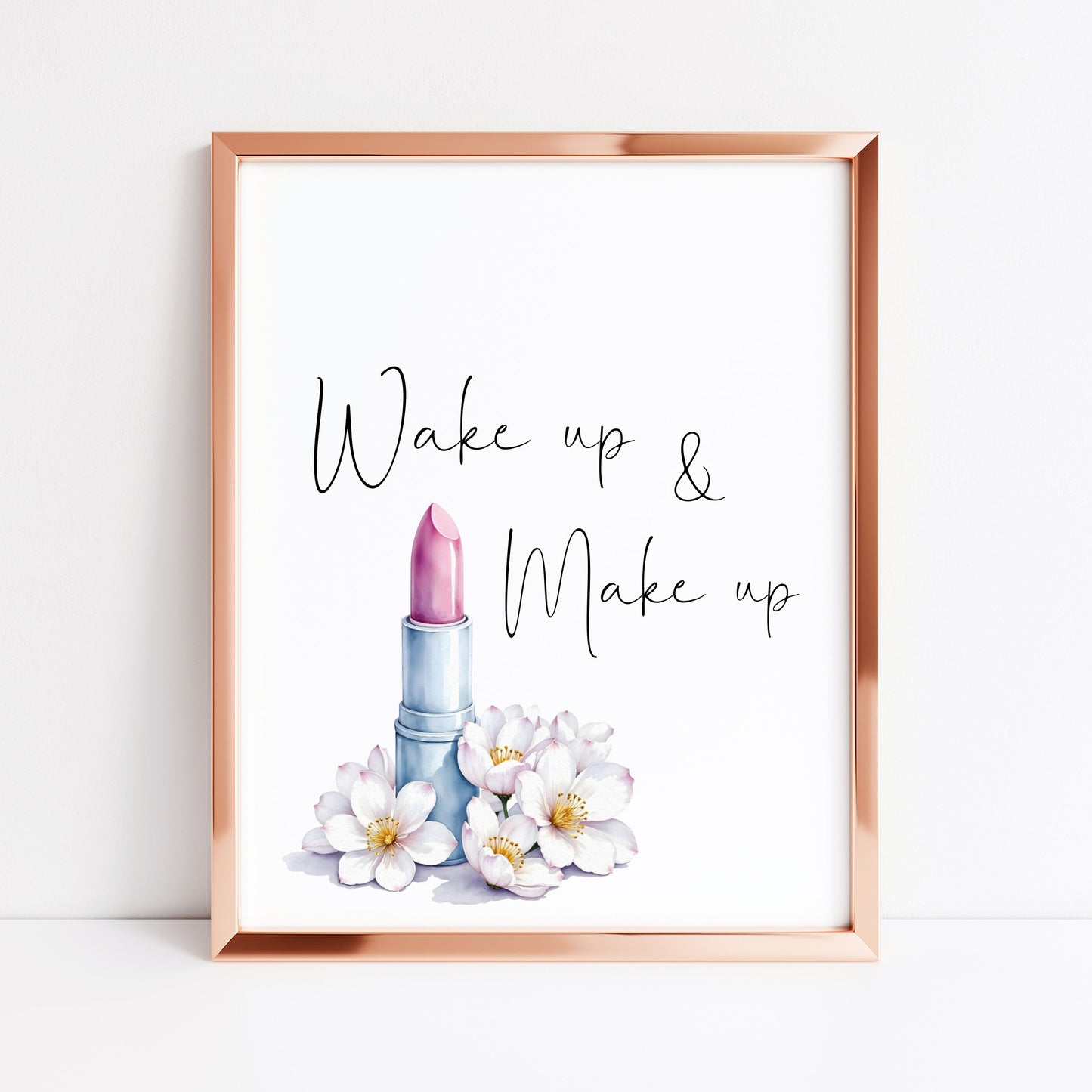 Make up Print Watercolour floral lipstick bedroom Wall Art (Unframed)