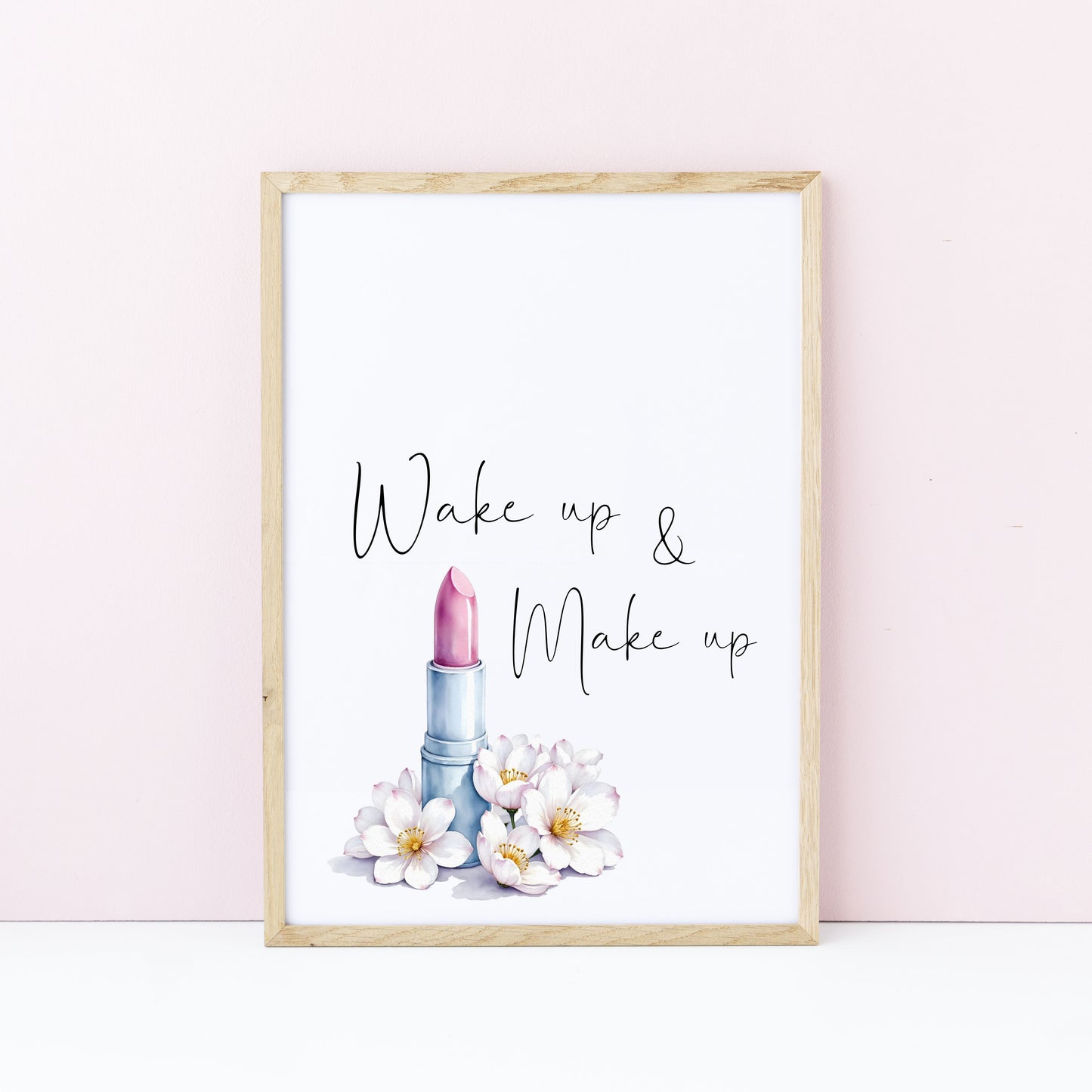 Make up Print Watercolour floral lipstick bedroom Wall Art (Unframed)