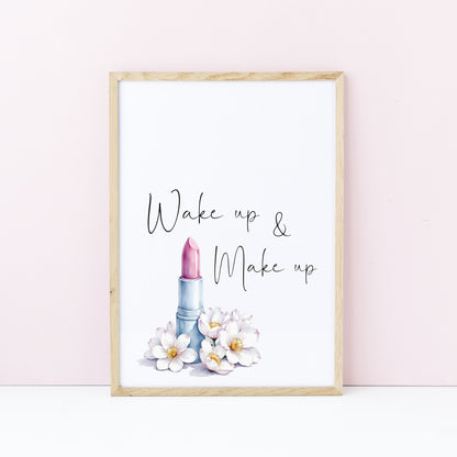 Make up Print Watercolour floral lipstick bedroom Wall Art (Unframed)