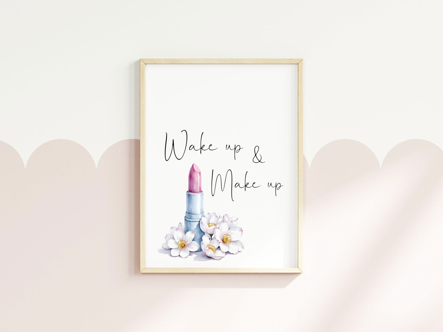 Make up Print Watercolour floral lipstick bedroom Wall Art (Unframed)