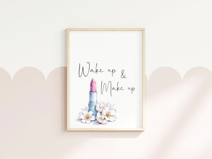 Make up Print Watercolour floral lipstick bedroom Wall Art (Unframed)
