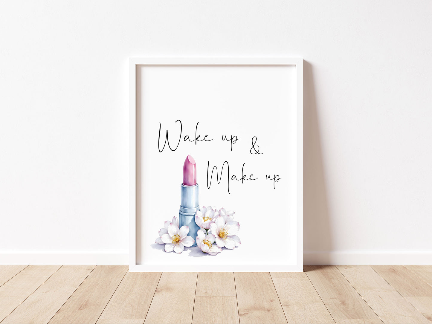 Make up Print Watercolour floral lipstick bedroom Wall Art (Unframed)
