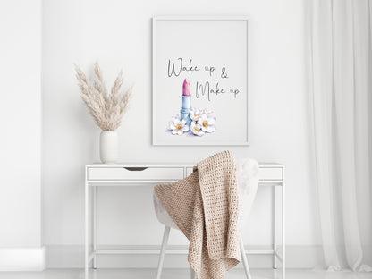 Make up Print Watercolour floral lipstick bedroom Wall Art (Unframed)