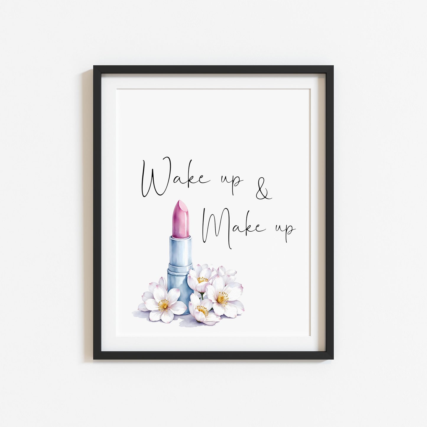 Make up Print Watercolour floral lipstick bedroom Wall Art (Unframed)