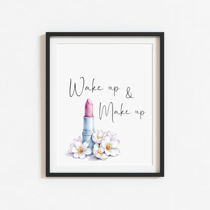 Make up Print Watercolour floral lipstick bedroom Wall Art (Unframed)