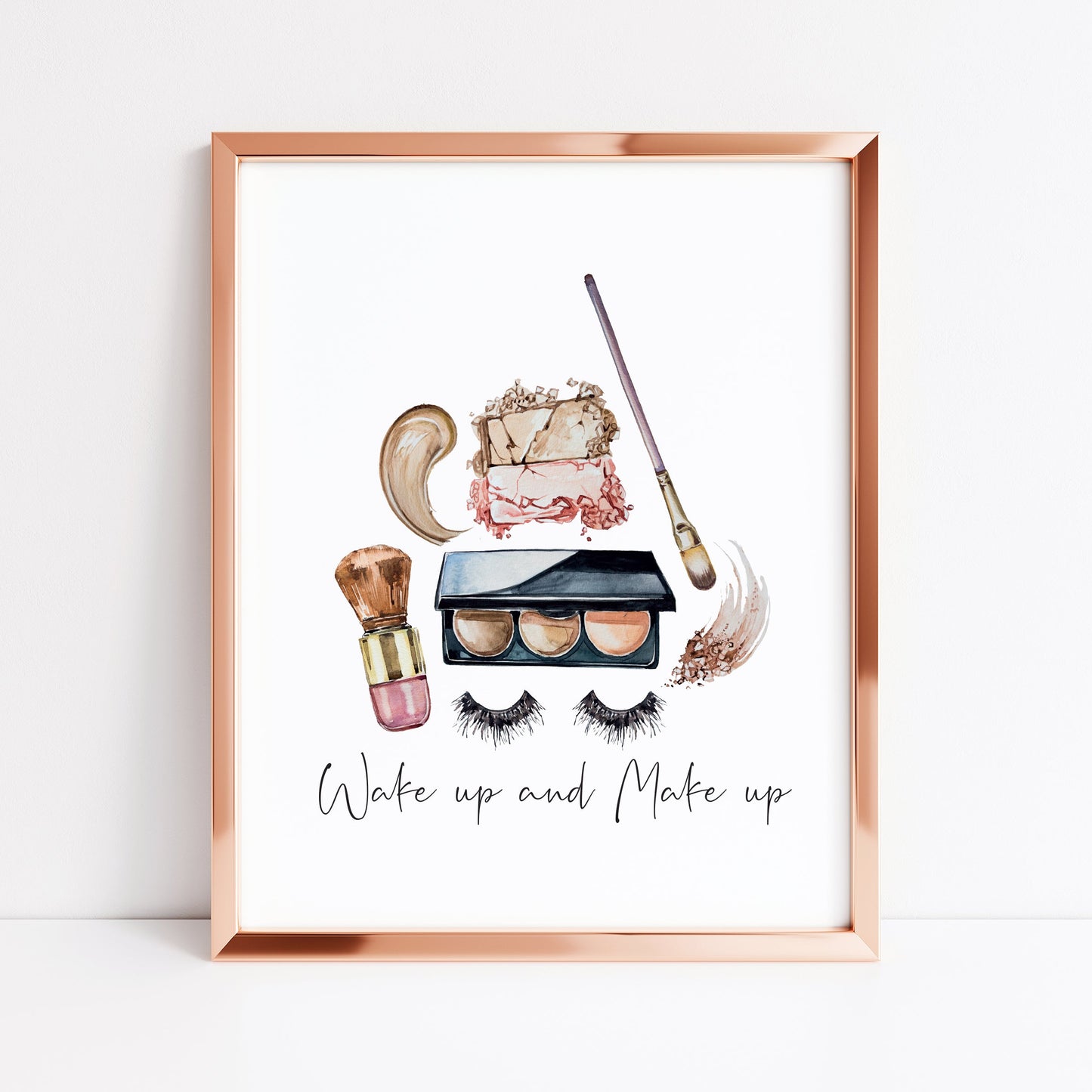 Wake up and make up watercolour eyelashes make up illustration fashion bedroom unframed wall art poster print