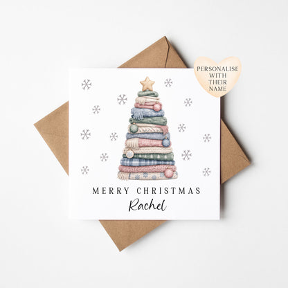 Christmas Card personalised festive laundry washing pile xmas tree with envelope