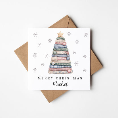 Christmas Card personalised festive laundry washing pile xmas tree with envelope