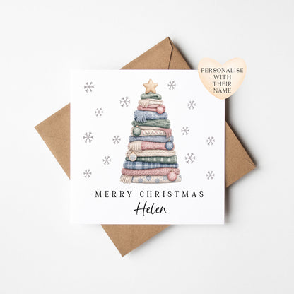 Christmas Card personalised festive laundry washing pile xmas tree with envelope