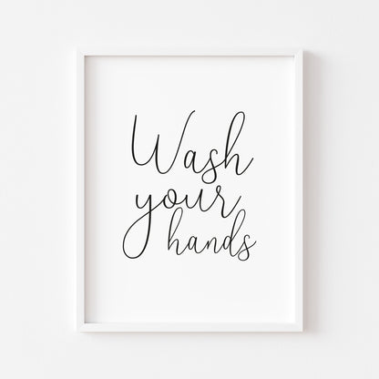 Wash your hands bathroom toilet sign unframed wall art poster print