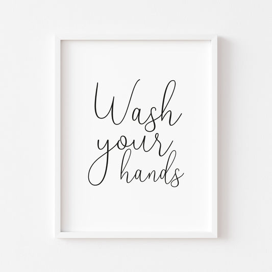 Wash your hands bathroom toilet sign unframed wall art poster print